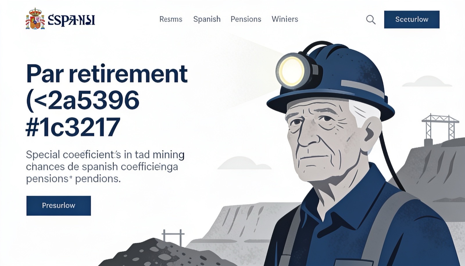 Ilustración editorial en tintas planas y tonos azules de un minero con casco y lámpara frontal junto a la entrada de una galería subterránea